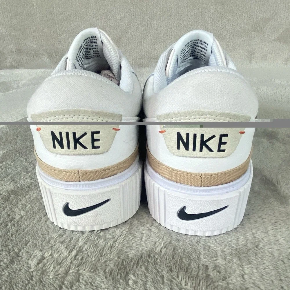 Nike Court Legacy Lift Shoes Womens Size 11 White Black Leather Sneakers NEW